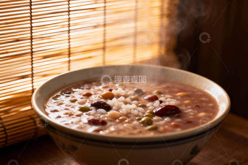 高清大图下载【趣麦麦图】热气腾腾的杂粮粥