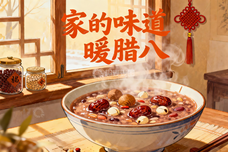 高清大图下载【趣麦麦图】热腾腾腊八粥家的味道