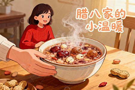腊八粥热气腾腾家人共享