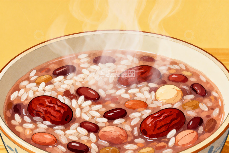 高清大图下载【趣麦麦图】热气腾腾的八宝粥