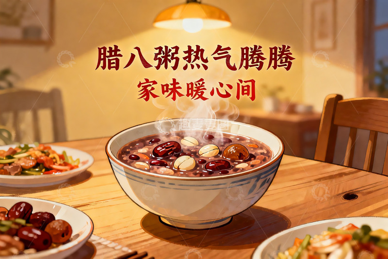 高清大图下载【趣麦麦图】热气腾腾腊八粥家常美味