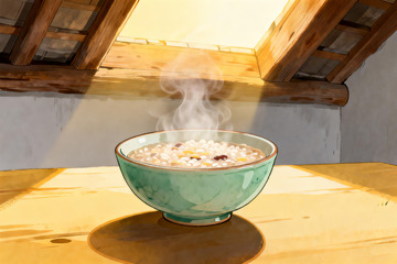 热气腾腾的碗装食物