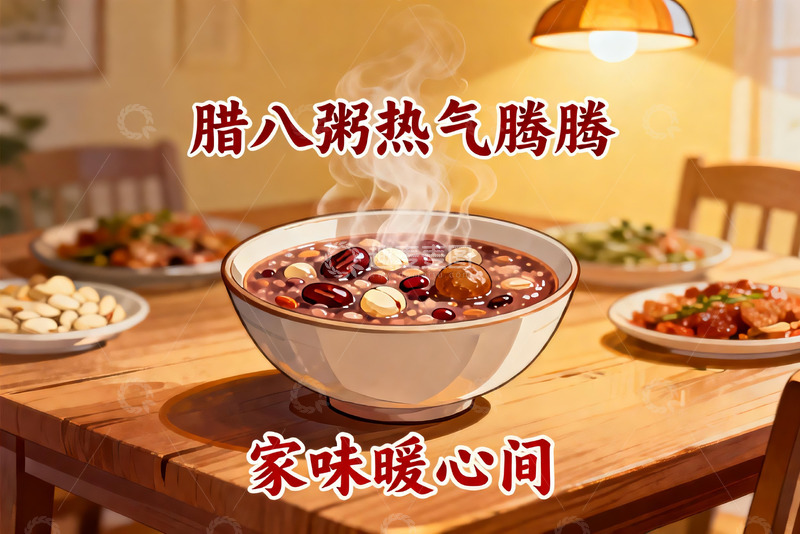 高清大图下载【趣麦麦图】热气腾腾腊八粥家常美味