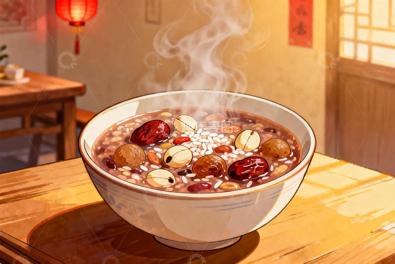 高清大图下载【趣麦麦图】热气腾腾的八宝粥