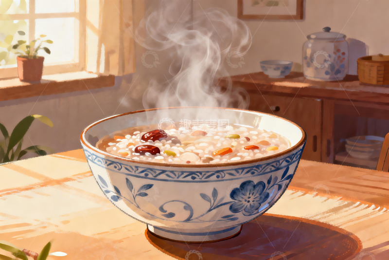 高清大图下载【趣麦麦图】热气腾腾的八宝粥