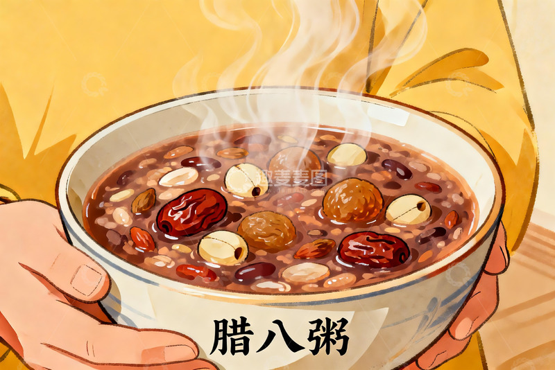 高清大图下载【趣麦麦图】热气腾腾的腊八粥