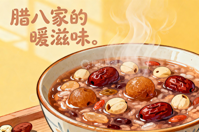 高清大图下载【趣麦麦图】腊八粥热气腾腾香气四溢