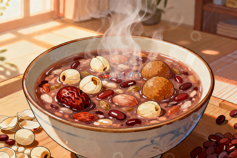 高清大图下载【趣麦麦图】热气腾腾的八宝粥