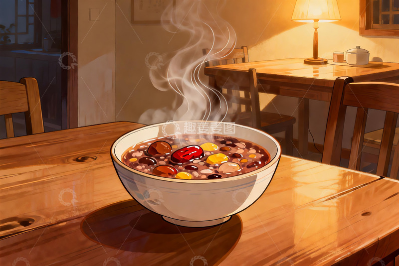 高清大图下载【趣麦麦图】热气腾腾的杂粮粥
