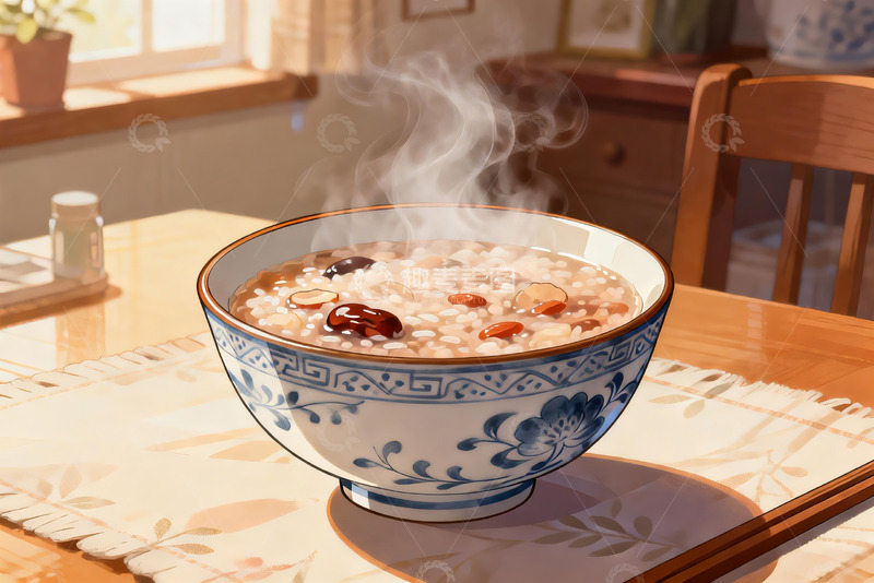 高清大图下载【趣麦麦图】热气腾腾的八宝粥