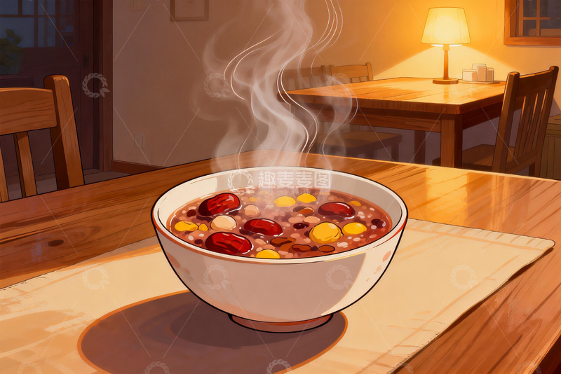 高清大图下载【趣麦麦图】热气腾腾的杂粮粥