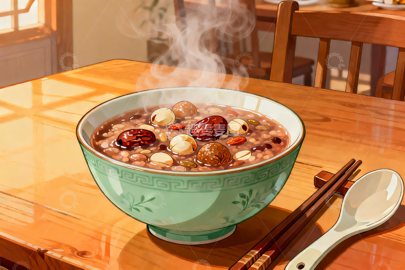 高清大图下载【趣麦麦图】热气腾腾的八宝粥