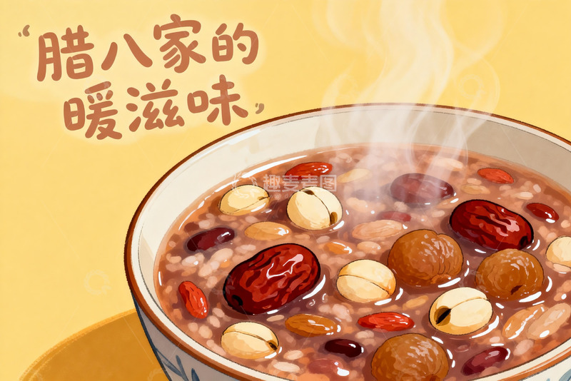 高清大图下载【趣麦麦图】热气腾腾的腊八粥
