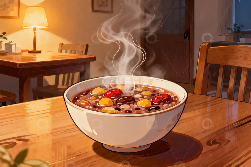 高清大图下载【趣麦麦图】热气腾腾的杂粮粥