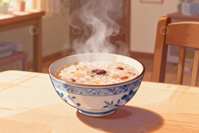 高清大图下载【趣麦麦图】热气腾腾的中式粥品