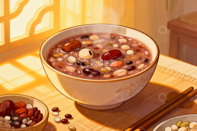 高清大图下载【趣麦麦图】热气腾腾的八宝粥