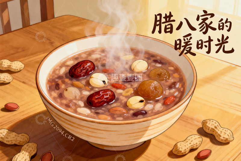 高清大图下载【趣麦麦图】热气腾腾的腊八粥