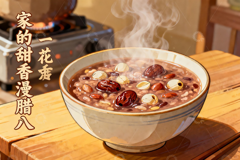 高清大图下载【趣麦麦图】热气腾腾的腊八粥