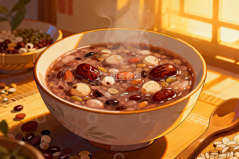 高清大图下载【趣麦麦图】热气腾腾的杂粮粥