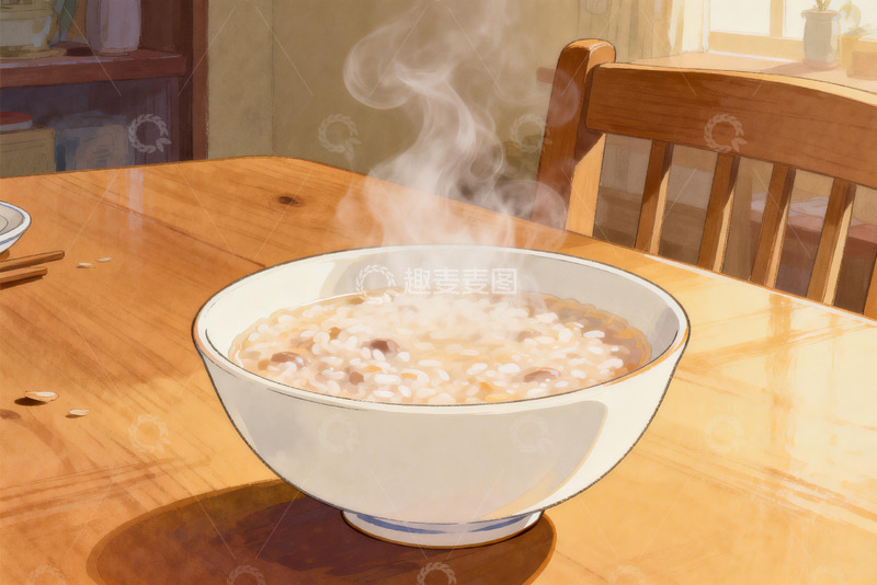 高清大图下载【趣麦麦图】热气腾腾的米粥