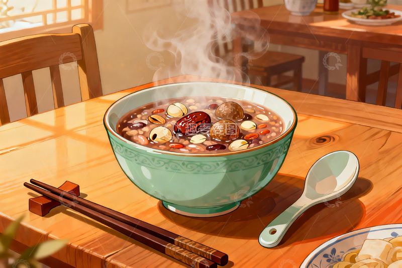 高清大图下载【趣麦麦图】热气腾腾的杂粮粥