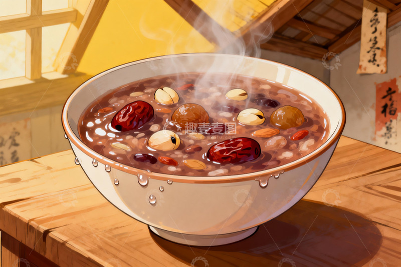 高清大图下载【趣麦麦图】热气腾腾的八宝粥