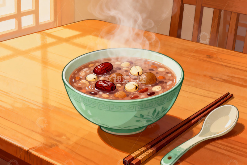 高清大图下载【趣麦麦图】热气腾腾的八宝粥