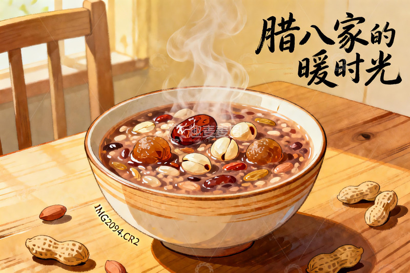 高清大图下载【趣麦麦图】热气腾腾的腊八粥