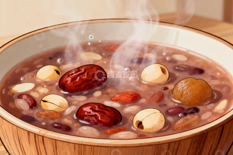 高清大图下载【趣麦麦图】热气腾腾的八宝粥
