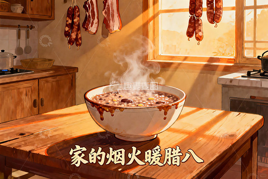 厨房热气腾腾腊八粥