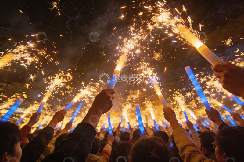 高清大图下载【趣麦麦图】夜空中绽放的烟花表演