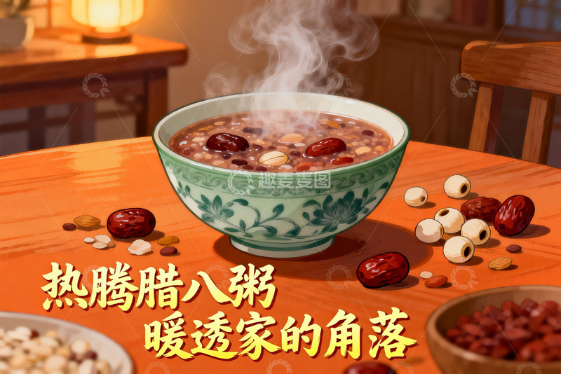 高清大图下载【趣麦麦图】热腾腊八粥暖透家的角落