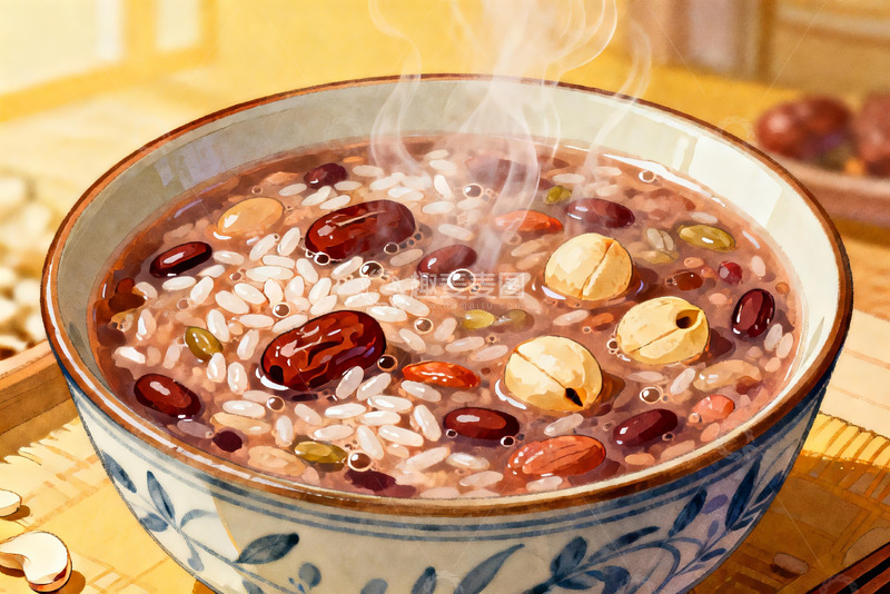 高清大图下载【趣麦麦图】热气腾腾的八宝粥