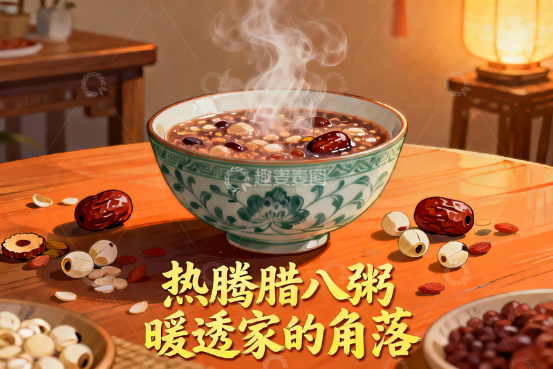 高清大图下载【趣麦麦图】热腾腊八粥暖透家的角落