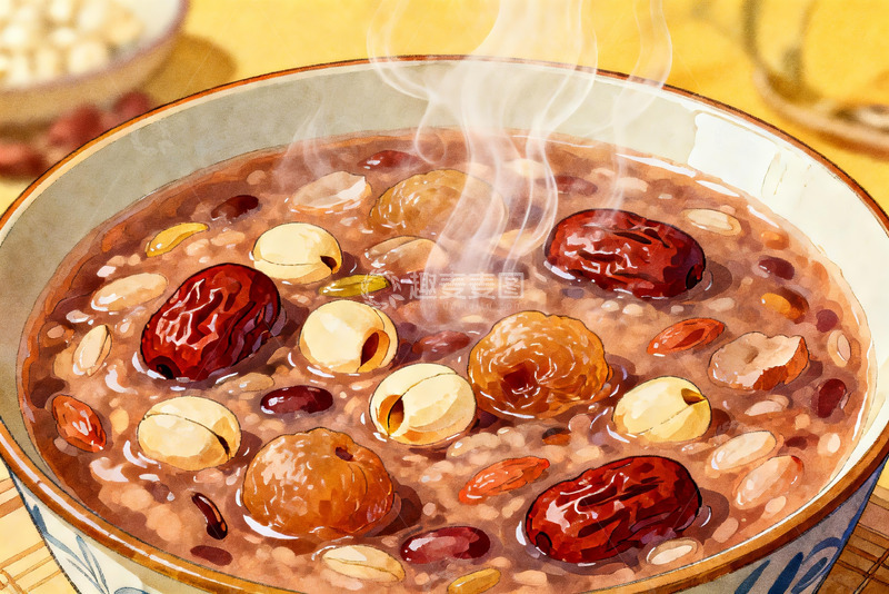 高清大图下载【趣麦麦图】热气腾腾的八宝粥