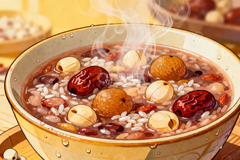 高清大图下载【趣麦麦图】热气腾腾的八宝粥