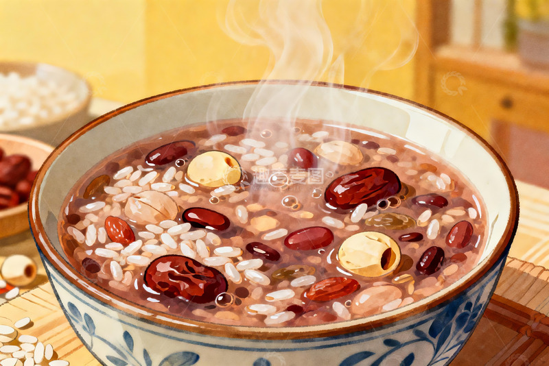 高清大图下载【趣麦麦图】热气腾腾的八宝粥