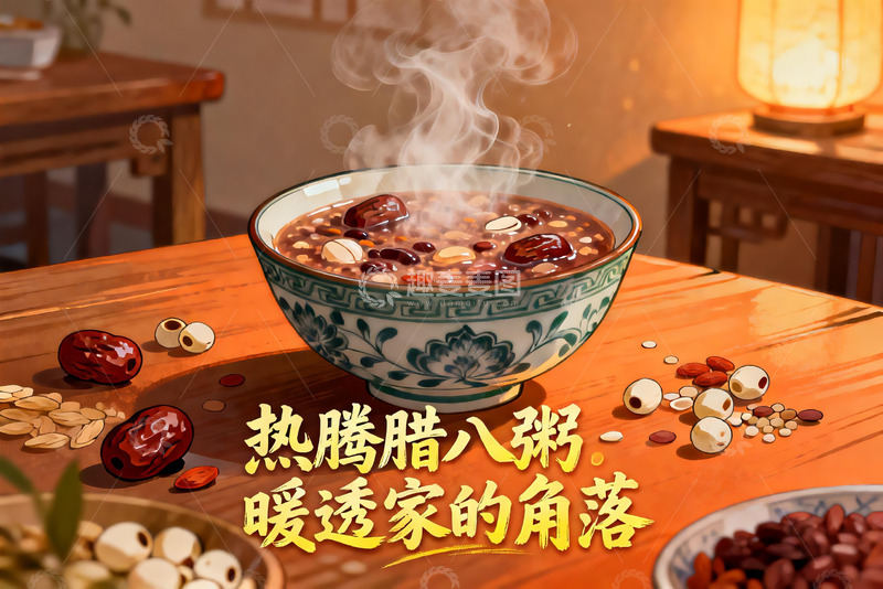 高清大图下载【趣麦麦图】热腾腊八粥暖透家的角落