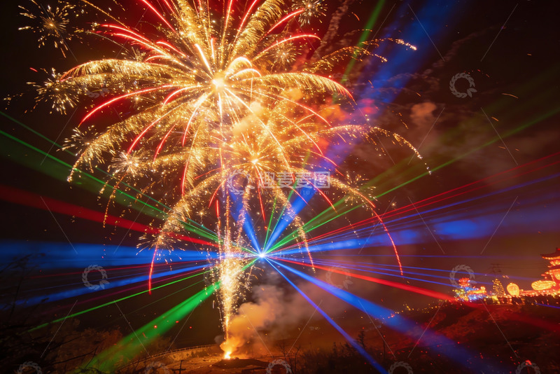 高清大图下载【趣麦麦图】夜空烟花绽放绚丽多彩