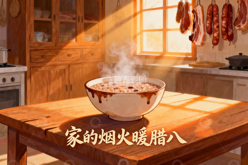 高清大图下载【趣麦麦图】厨房腊八粥热气腾腾