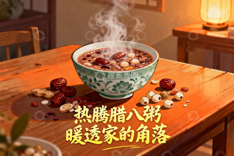 高清大图下载【趣麦麦图】热腾腊八粥暖透家的角落