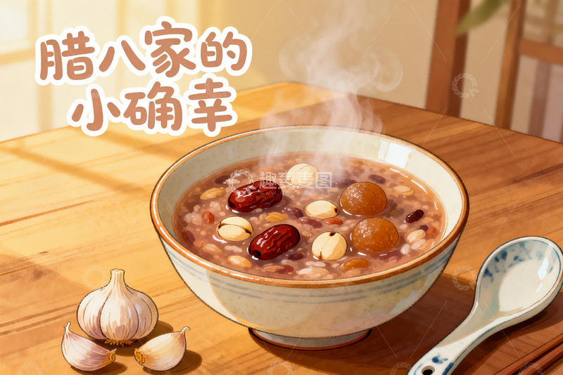 高清大图下载【趣麦麦图】热气腾腾的腊八粥