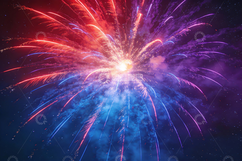 高清大图下载【趣麦麦图】夜空烟花绽放绚丽多彩