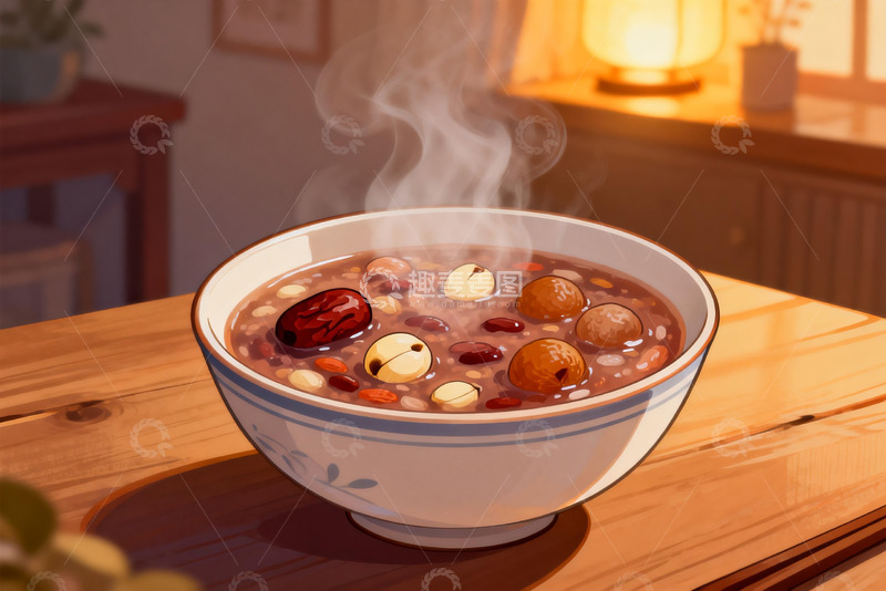 高清大图下载【趣麦麦图】热气腾腾的杂粮粥