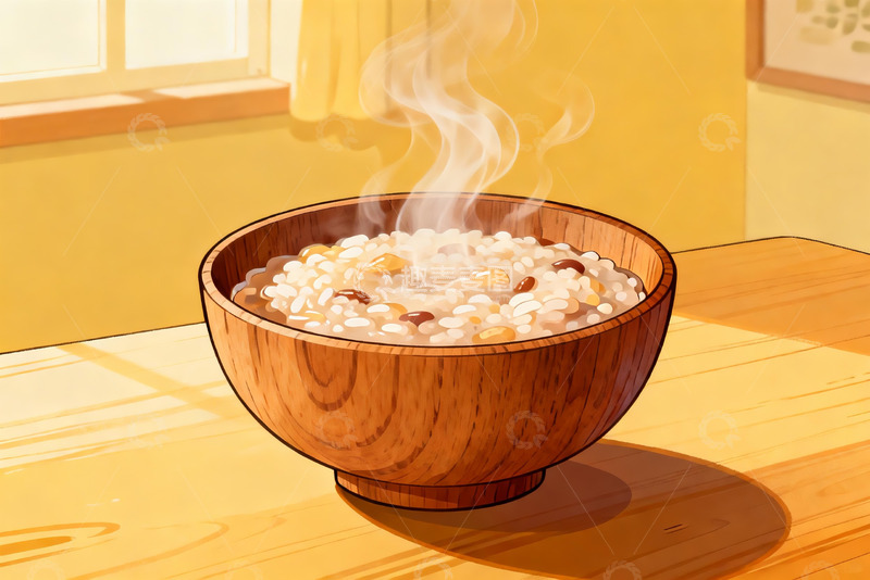高清大图下载【趣麦麦图】热气腾腾的木碗米饭