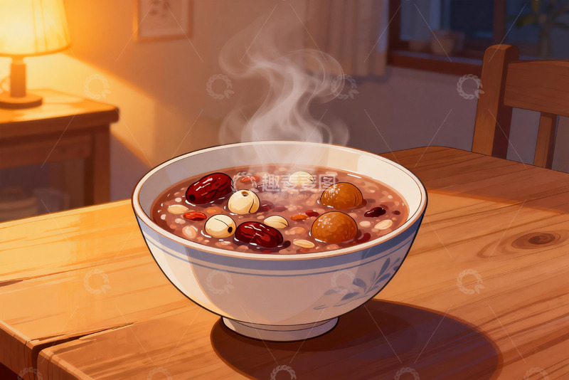 高清大图下载【趣麦麦图】热气腾腾的八宝粥
