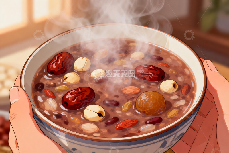 高清大图下载【趣麦麦图】热气腾腾的杂粮粥