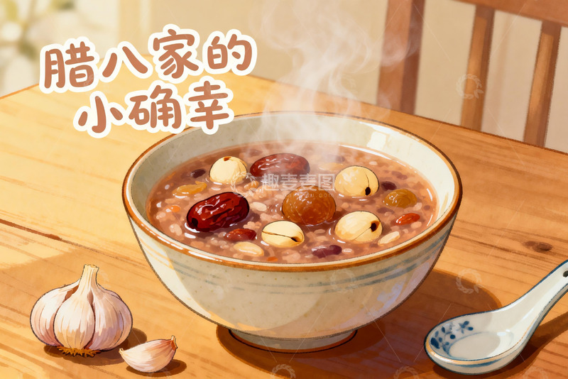 高清大图下载【趣麦麦图】热气腾腾的腊八粥
