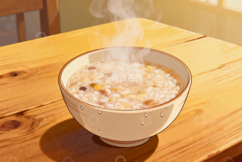 高清大图下载【趣麦麦图】热气腾腾的米粥