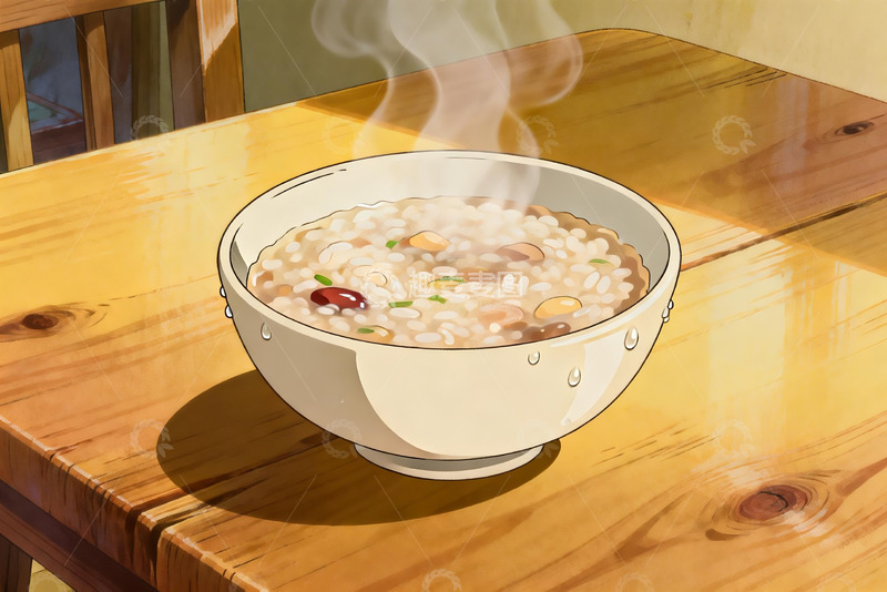 高清大图下载【趣麦麦图】热气腾腾的杂粮粥